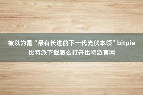   被以为是“最有长进的下一代光伏本领”bitpie比特派下载怎么打开比特派官网