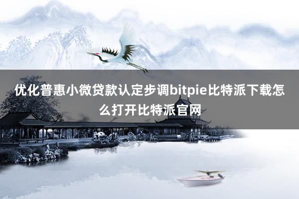   优化普惠小微贷款认定步调bitpie比特派下载怎么打开比特派官网