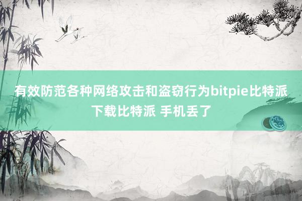   有效防范各种网络攻击和盗窃行为bitpie比特派下载比特派 手机丢了