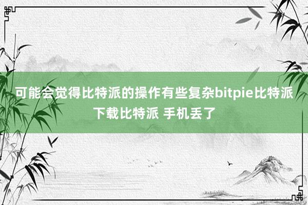   可能会觉得比特派的操作有些复杂bitpie比特派下载比特派 手机丢了