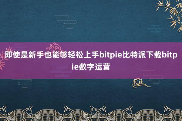   即使是新手也能够轻松上手bitpie比特派下载bitpie数字运营