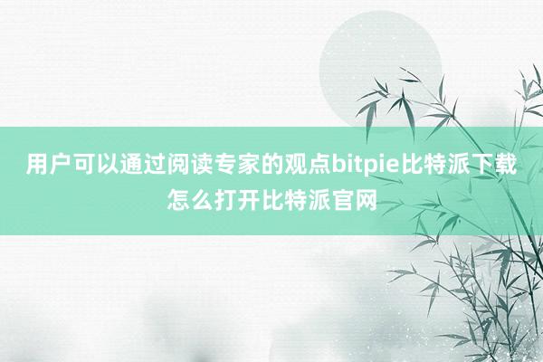 用户可以通过阅读专家的观点bitpie比特派下载怎么打开比特派官网