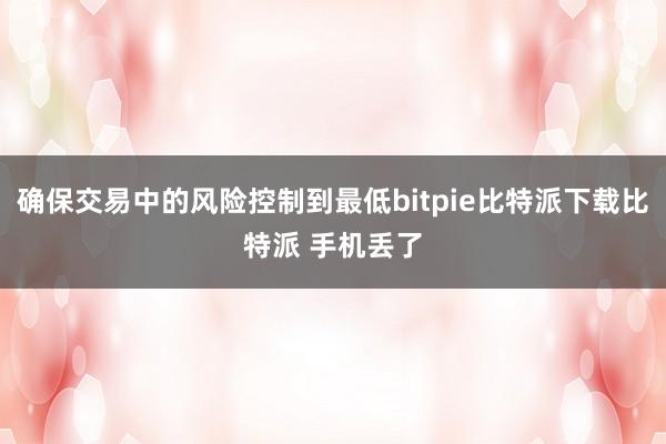   确保交易中的风险控制到最低bitpie比特派下载比特派 手机丢了