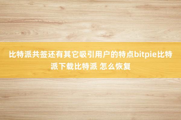 比特派共签还有其它吸引用户的特点bitpie比特派下载比特派 怎么恢复