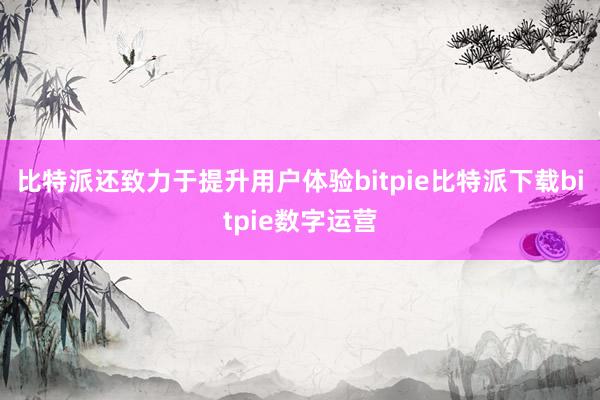 比特派还致力于提升用户体验bitpie比特派下载bitpie数字运营