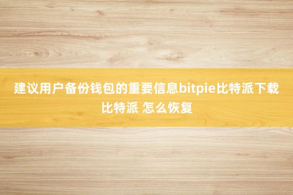 建议用户备份钱包的重要信息bitpie比特派下载比特派 怎么恢复