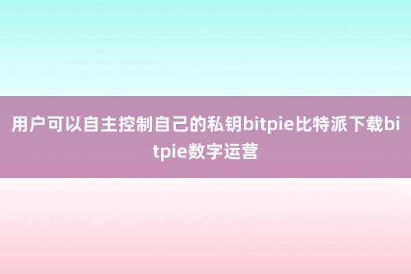 用户可以自主控制自己的私钥bitpie比特派下载bitpie数字运营