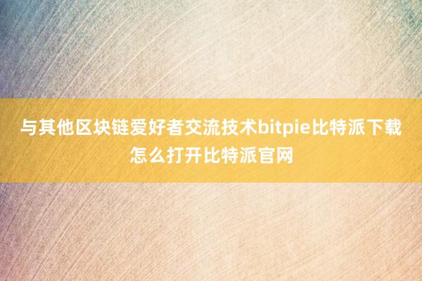 与其他区块链爱好者交流技术bitpie比特派下载怎么打开比特派官网