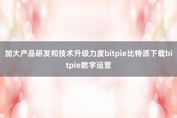 加大产品研发和技术升级力度bitpie比特派下载bitpie数字运营