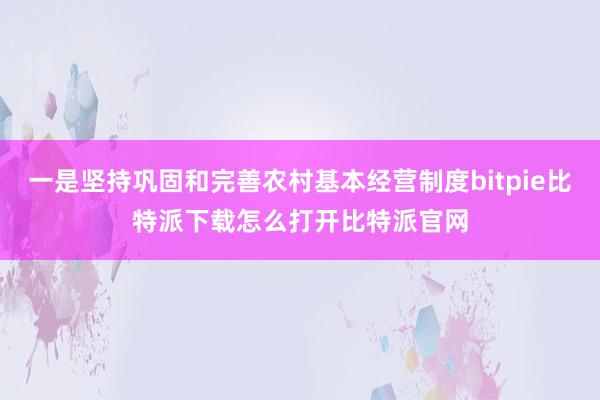   一是坚持巩固和完善农村基本经营制度bitpie比特派下载怎么打开比特派官网