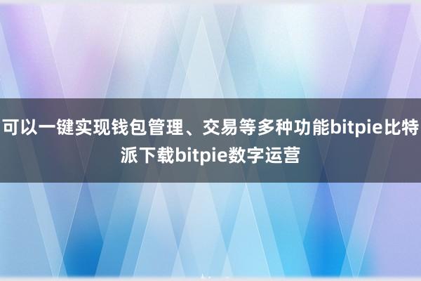   可以一键实现钱包管理、交易等多种功能bitpie比特派下载bitpie数字运营