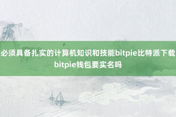   必须具备扎实的计算机知识和技能bitpie比特派下载bitpie钱包要实名吗