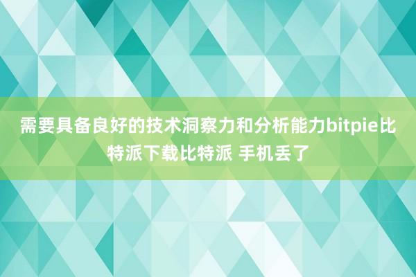 需要具备良好的技术洞察力和分析能力bitpie比特派下载比特派 手机丢了