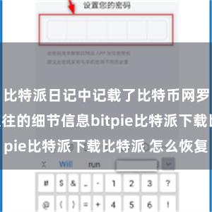 比特派日记中记载了比特币网罗中每一个交往的细节信息bitpie比特派下载比特派 怎么恢复